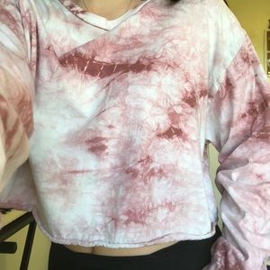 Pink tie dye cropped long sleeve